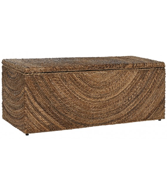 Baúl realizado en madera teñida en negro cubierta de fibra de coco mdmhogar