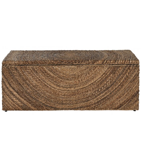 Baúl realizado en madera teñida en negro cubierta de fibra de coco mdmhogar