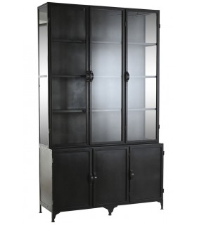 Vitrina grande realizada en metal negro de estilo industrial mdmhogar
