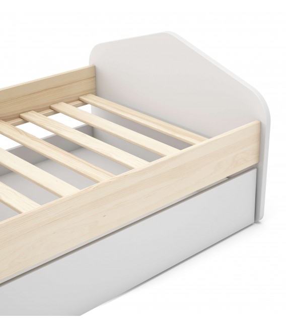 Cama nido madera pino natural y mdf lacado en blanco mdmhogar