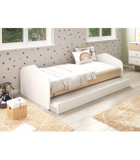 Cama nido madera pino natural y mdf lacado en blanco mdmhogar