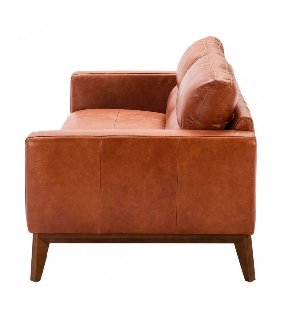 Sofá de 3 plazas de diseño moderno piel vacuno color marrón mdmhogar