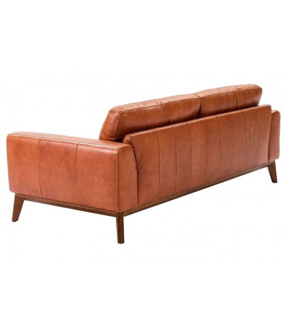 Sofá de 3 plazas de diseño moderno piel vacuno color marrón mdmhogar