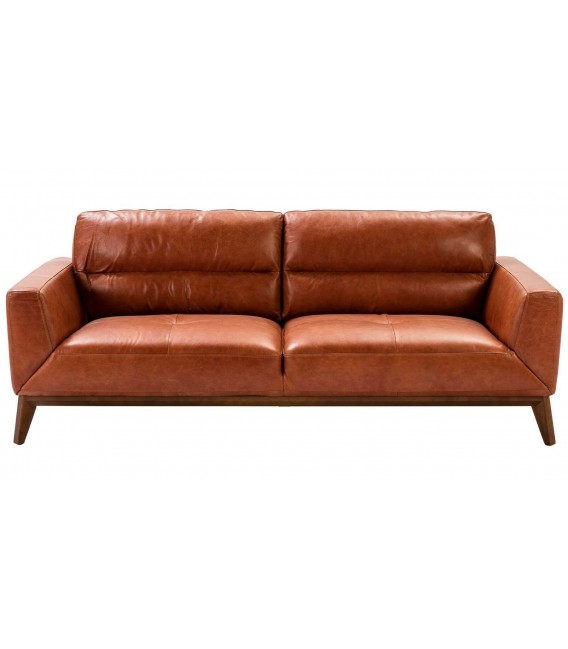 Sofá de 3 plazas de diseño moderno piel vacuno color marrón mdmhogar