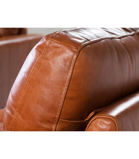 Sofá de 3 plazas de diseño moderno piel vacuno color marrón mdmhogar