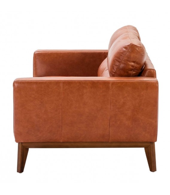 Sofá de 2 plazas pequeño tapizado en piel vacuno color marrón mdmhogar