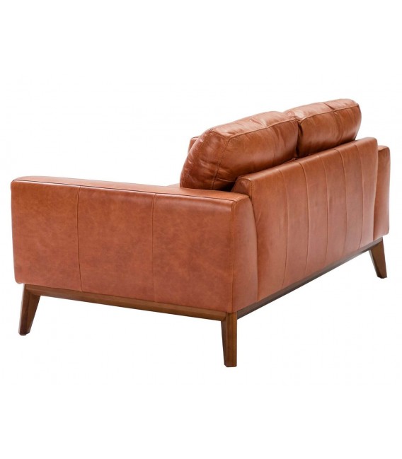 Sofá de 2 plazas pequeño tapizado en piel vacuno color marrón mdmhogar