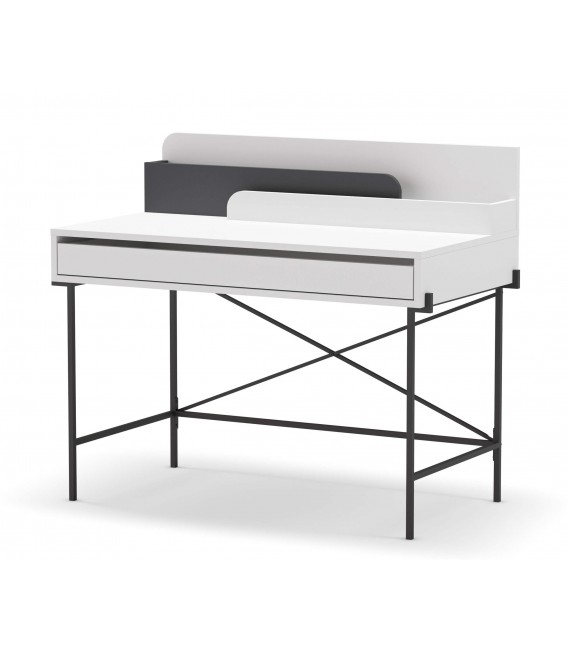 Mesa escritorio melamina blanca y gris mdmhogar