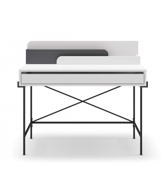 Mesa escritorio melamina blanca y gris mdmhogar