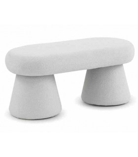 Banco pie de cama bouclé blanco estilo ibicenco mdmhogar