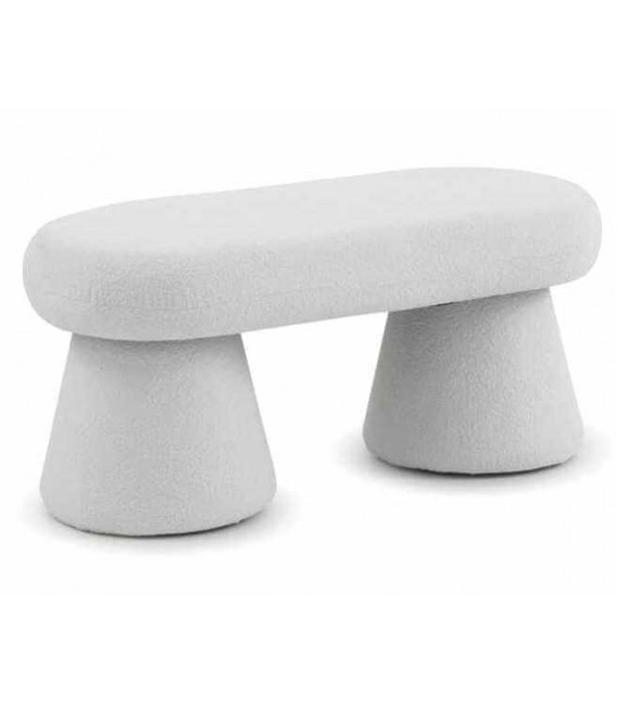 Banco pie de cama bouclé blanco estilo ibicenco mdmhogar