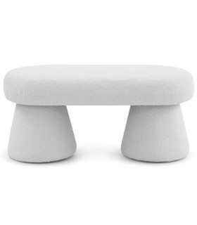 Banco pie de cama bouclé blanco estilo ibicenco mdmhogar