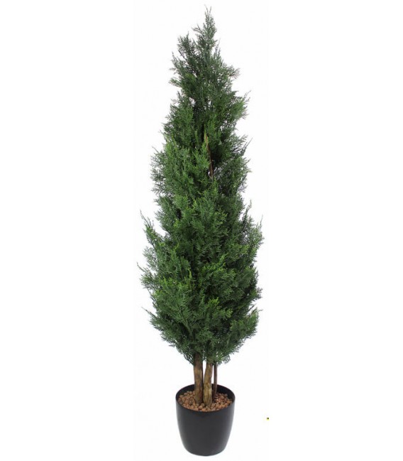 Árbol artificial con maceta ciprés verde para exteriores