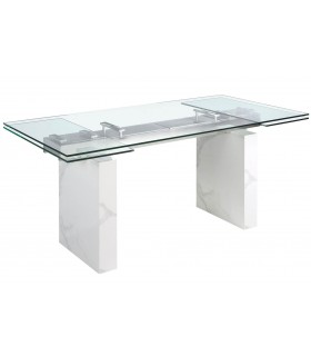 Mesa comedor extensible cristal templado mdmhogar