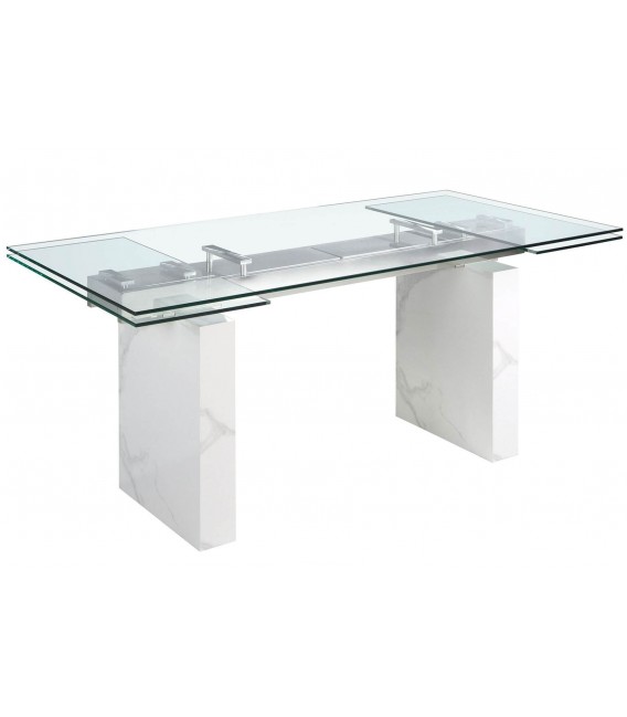 Mesa comedor extensible cristal templado mdmhogar