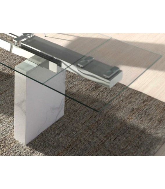 Mesa comedor extensible cristal templado mdmhogar