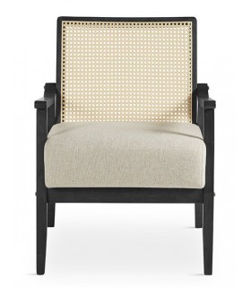 Butaca cómoda madera teñida color negro ratán natural mdmhogar