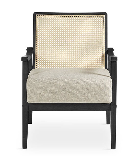 Butaca cómoda madera teñida color negro ratán natural mdmhogar