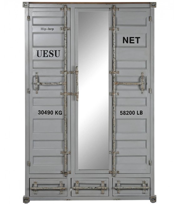 Armario ropero gris decapado vintage mdmhogar