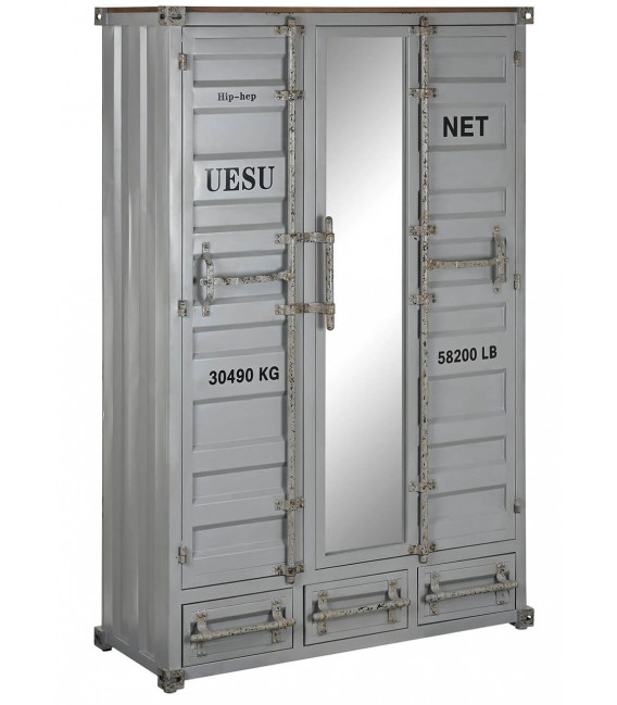 Armario ropero gris decapado vintage mdmhogar