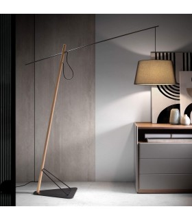 Lámpara de pie con pantalla de tela y regulable en distancia mdmhogar