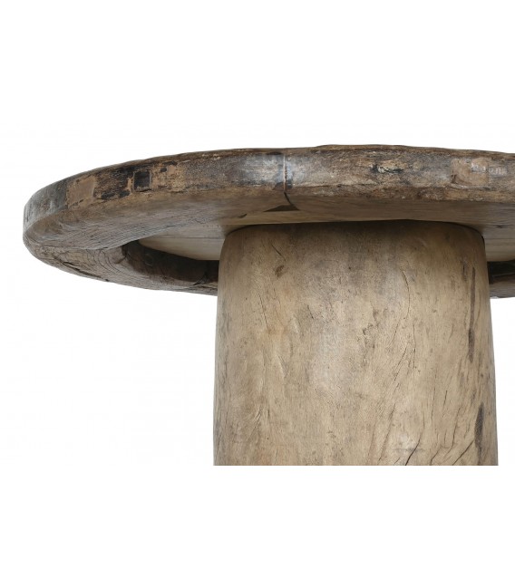Mesa de comedor redonda madera de teca reciclada mdmhogar