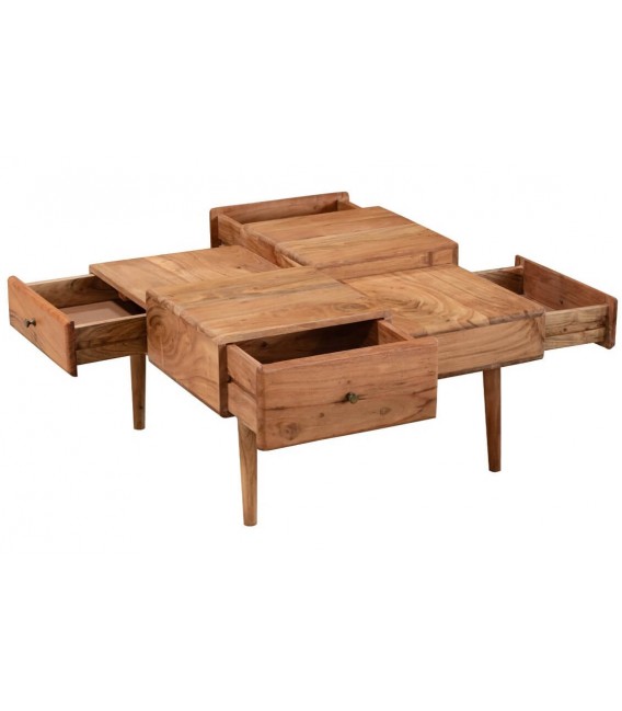 Mesa de centro original cuadrada madera mdmhogar