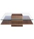 Mesa centro cuadrada cristal templado base madera mdmhogar