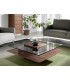 Mesa centro cuadrada cristal templado base madera mdmhogar