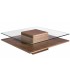Mesa centro cuadrada cristal templado base madera mdmhogar