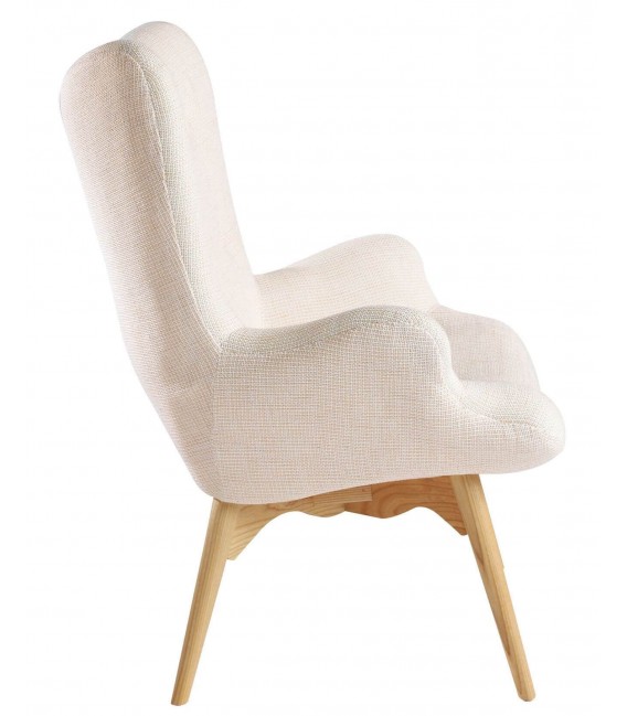 Sillón moderno con asiento y respaldo tapizados en tela color beige mdmhogar