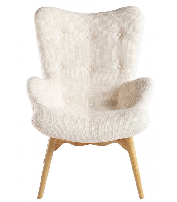 Sillón moderno con asiento y respaldo tapizados en tela color beige mdmhogar