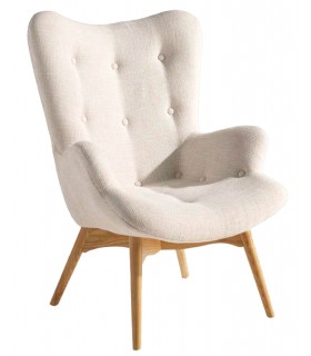 Sillón moderno con asiento y respaldo tapizados en tela color beige mdmhogar