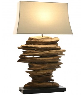 Lámpara de sobremesa grande madera de teca natural mdmhogar