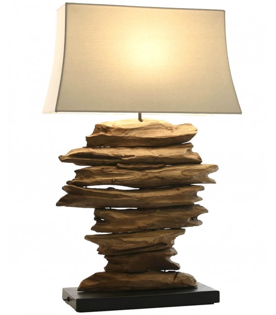 Lámpara de sobremesa grande madera de teca natural mdmhogar