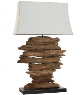 Lámpara de sobremesa grande madera de teca natural mdmhogar