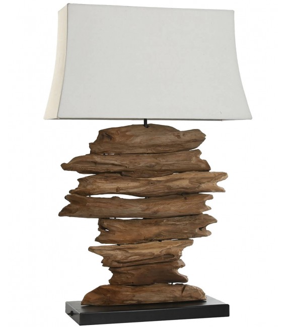 Lámpara de sobremesa grande madera de teca natural mdmhogar