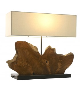 Lámpara de sobremesa grande horizontal madera de teca natural mdmhogar