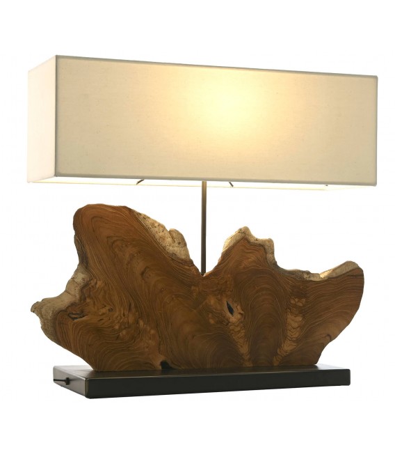 Lámpara de sobremesa grande horizontal madera de teca natural mdmhogar