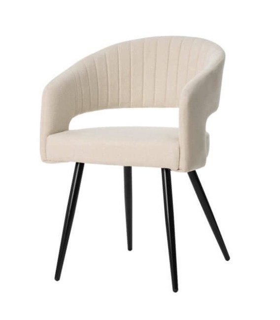 Sillón de comedor cómodo beige patas en metal negro mdmhogar