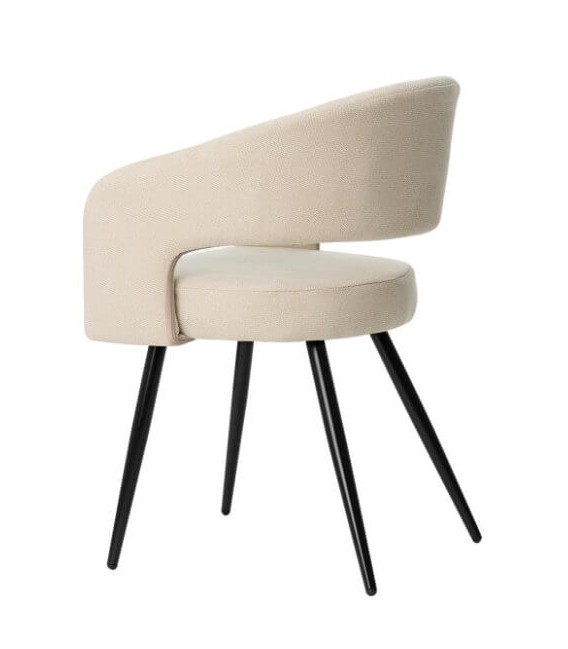 Sillón de comedor cómodo beige patas en metal negro mdmhogar