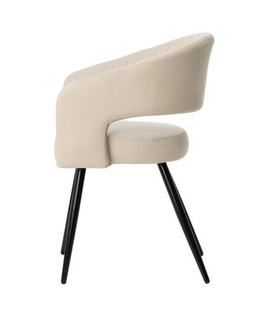 Sillón de comedor cómodo beige patas en metal negro mdmhogar