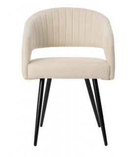 Sillón de comedor cómodo beige patas en metal negro mdmhogar