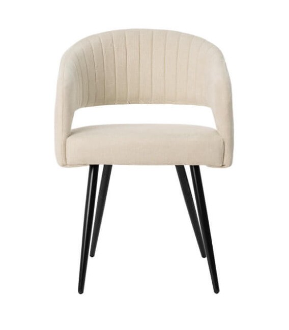 Sillón de comedor cómodo beige patas en metal negro mdmhogar