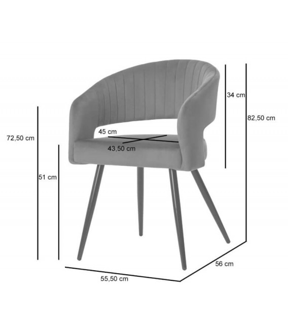 Sillón de comedor cómodo beige patas en metal negro mdmhogar