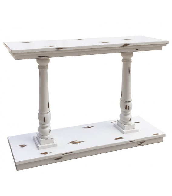 Consola de entrada madera de caoba acabado en blanco rozado mdmhogar