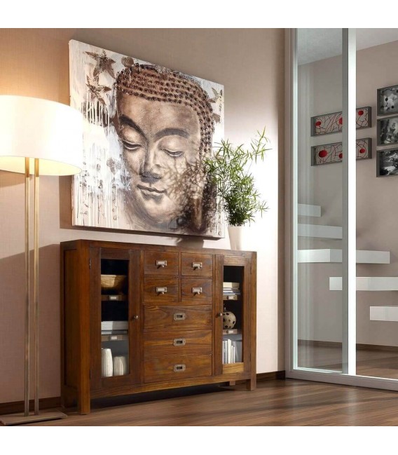 Taquillón realizado en madera maciza de mindi de estilo colonial mdmhogar