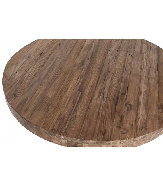 Mesa de centro redonda grande madera de teca reciclada y tratada mdmhogar