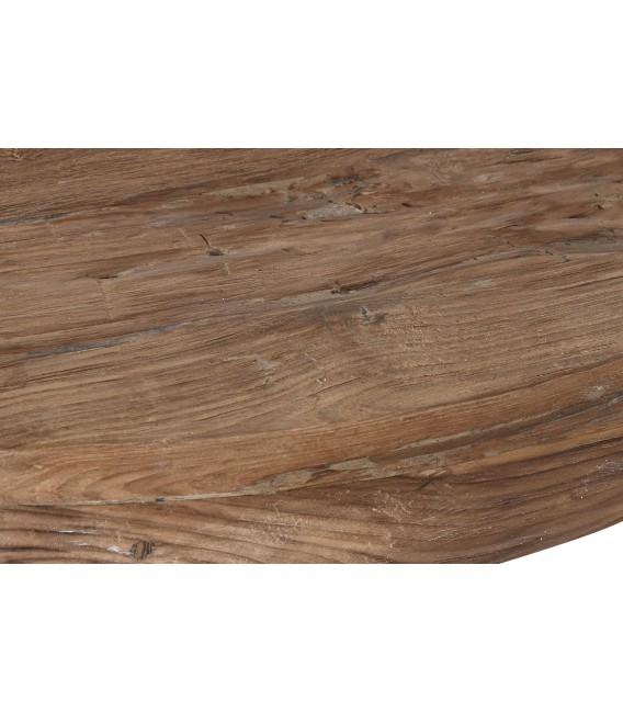 Mesa de centro redonda grande madera de teca reciclada y tratada mdmhogar