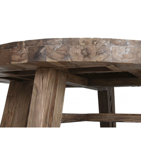 Mesa de centro redonda grande madera de teca reciclada y tratada mdmhogar